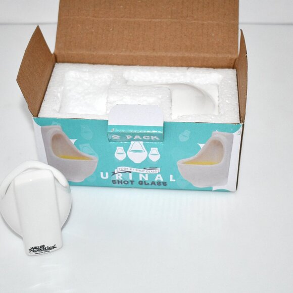 Fairly Odd Novelties Ceramic Urinal Shot Glasses, Set of 2, 1.5oz, Gag Gift, NWT - Picture 2 of 2